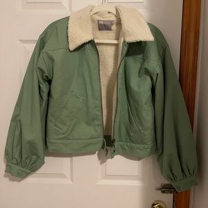 Light green utility crop jacket
